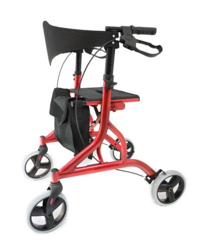 Side view of the Z-Tec Falcon rollator in red colour