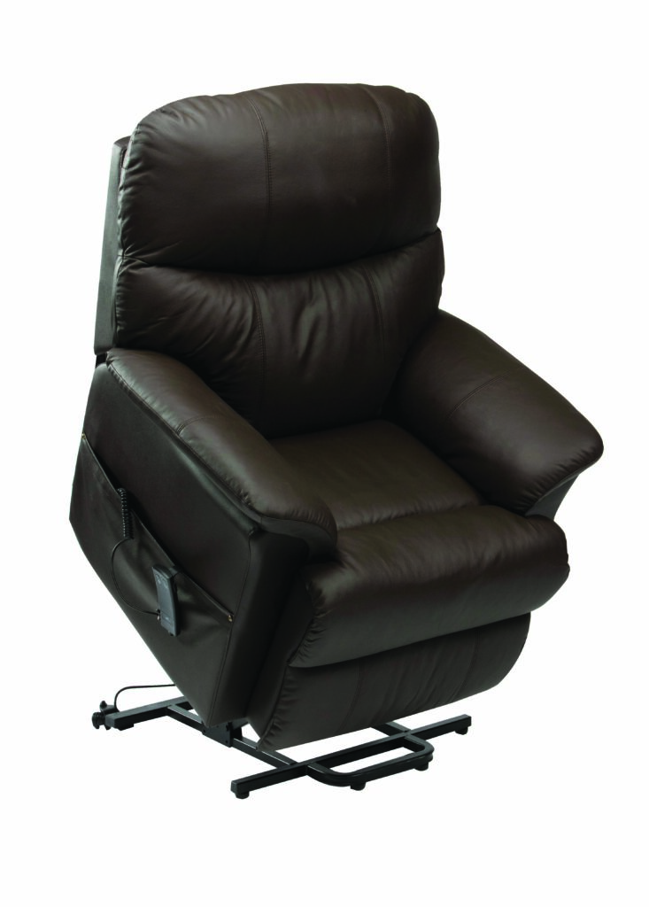 Lars Dual Motor Riser Recliner Chair in a fully raised and tilted position